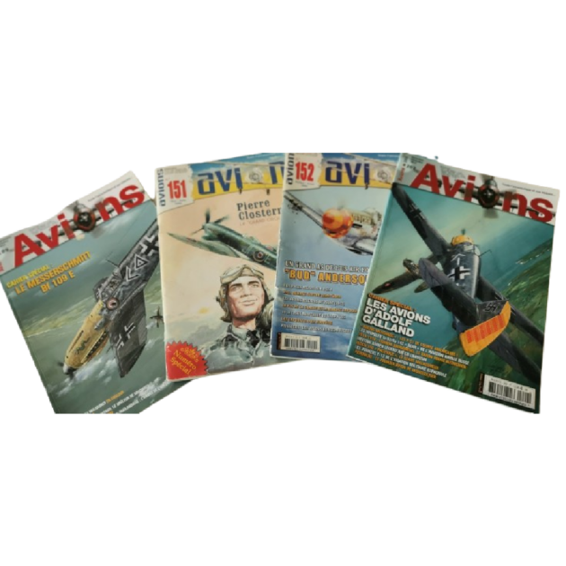4 magazines bimensuelle "AVIONS" de 2006 à 2014, avec cahiers spéciales sur les pilotes de légende.