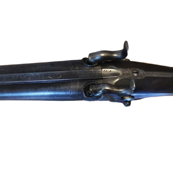 Fusil de chasse à piston, calibre 20, vers 1840, crosse avec sculpture tête de cerf - Image 4