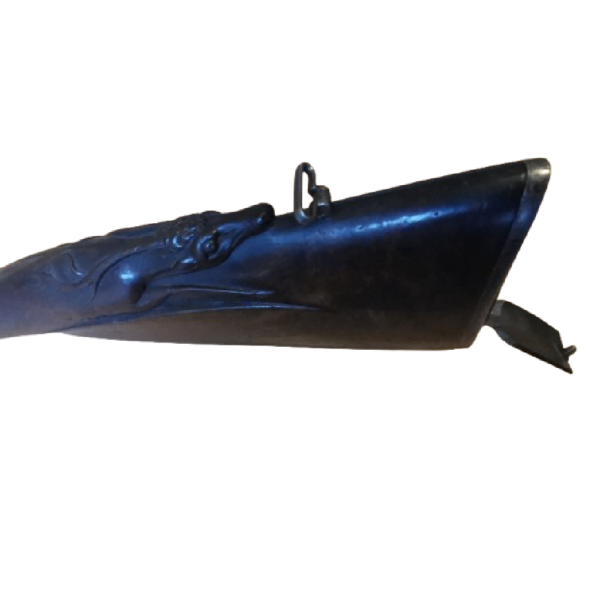 Fusil de chasse à piston, calibre 20, vers 1840, crosse avec sculpture tête de cerf - Image 3