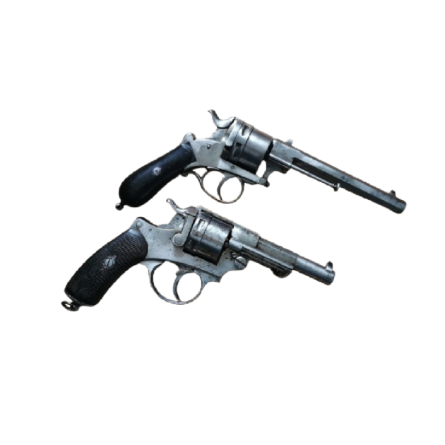 Rare revolver de transition à carcasse ouverte à percussion centrale calibre 44 Russian