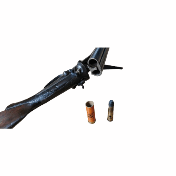 Fusil juxtaposé Mixte, type Lefaucheux, chambré en calibre 16 + 11.6x60. - Image 3