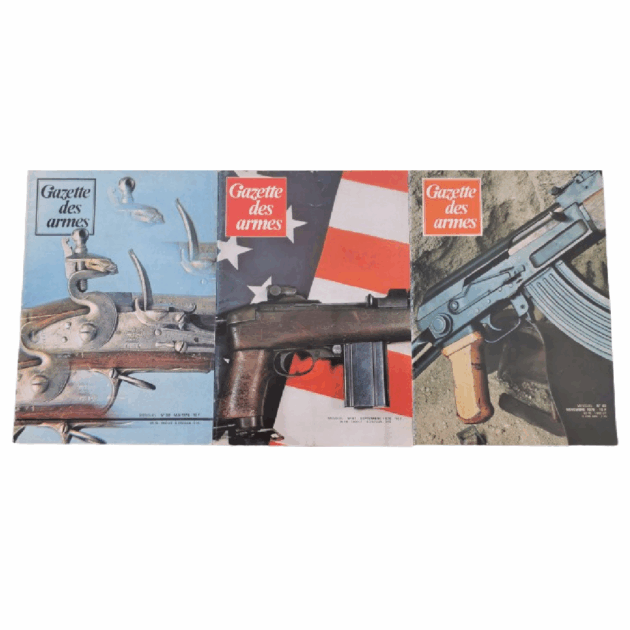 Trois Anciens magazines de la Gazettes des armes. Numéro 38, 41 et 43.