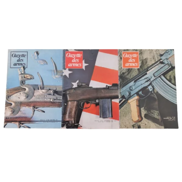 Trois Anciens magazines de la Gazettes des armes. Numéro 38, 41 et 43.