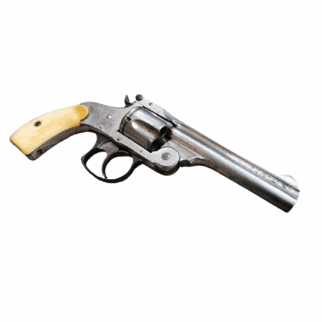 Smith & Wesson version luxe, calibre 38 SW, nickelé, poignée ivoire