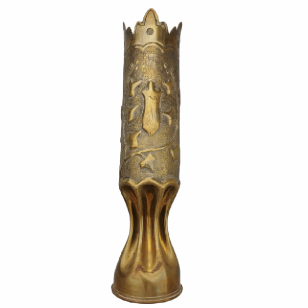 Vase de grande taille avec sculpture de feuilles et fleurs de cerisier finement gravées