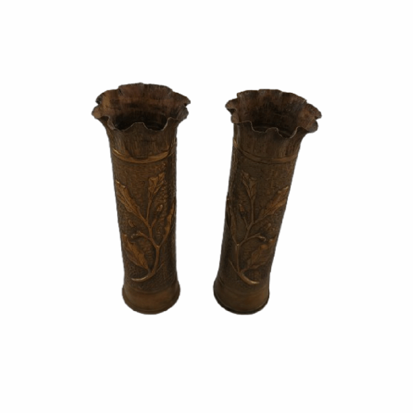 Paire de vases artisanat de tranchées des poilus en 14-18 - Image 4