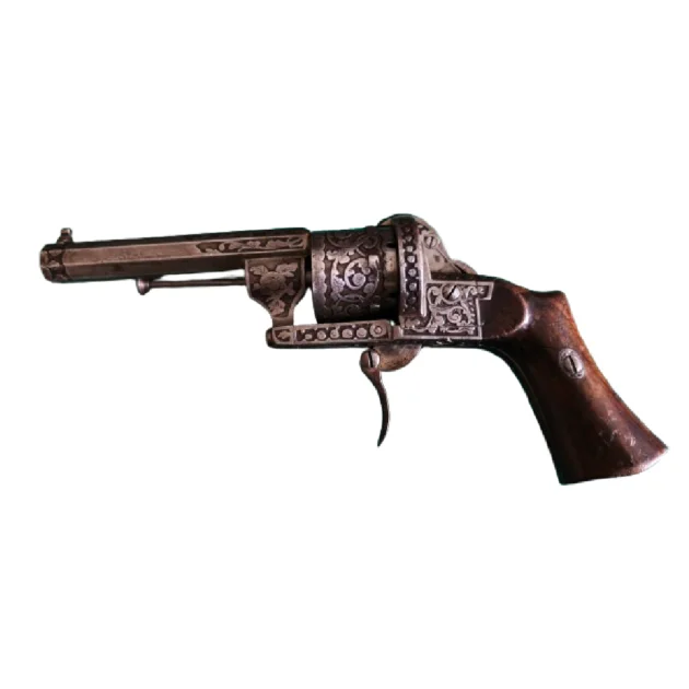 Rare revolver à broche LEFAUCHEUX signé de l'inventeur Calibre 7mm à broche - Découvrez cette pièce époustouflante !